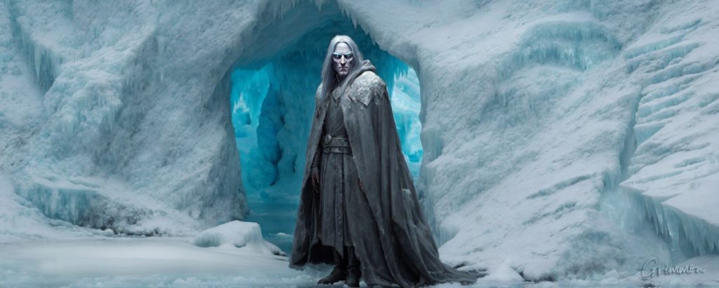 The Ice Mage standing in front of his ice cave